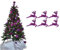 Pack of 6 - Hanging Glitter Reindeer Christmas Tree Decorations - 2.2cm x 9.5cm (Dark Purple)