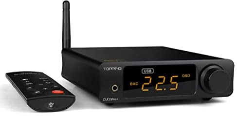 TOPPING DX3 Pro+ ES9038Q2M DAC, USB/Optical/Coaxial/Bluetooth 5.0 to RCA DAC, 3.5mm Headphone Output DAC with 1800mW*2, DSD512 PCM32Bit/768kHz Hi-Res Audio DAC, Digital-Analog Converter (Black)