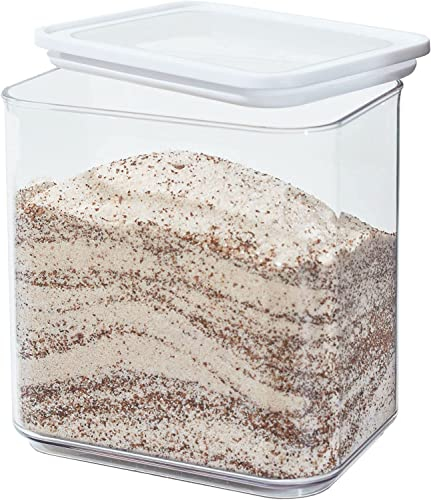 iDesign Vorratsbehälter mit Deckel, Lebensmittel Aufbewahrungsbox aus recycelbarem Plastik, luftdichte Vorratsdose für Backzutaten und andere trockene Lebensmittel, durchsichtig/weiß