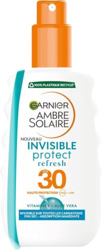 GARNIER Ambre Solaire Invisible Protect – Schutzspray Refresh LSF 30 – schützt vor UVA & UVB – Vitamin E & Aloe Vera – Vegan & Cruelty Free – für alle Hauttypen – 200 ml