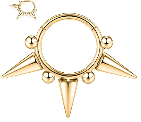 16G Septum Schmuck Septum Ring Daith Ohrringe Chirurgenstahl Gold Nasenring Conch Hoop Spike Conch Piercing Schmuck Gelenksegment Nahtloser Clicker Ring Tragus Hoop Conch Helix Creolen 10mm