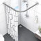 mosegor Shower Curtain Rail L Shaped Shower Curtain Rod Extendable Corner Shower Curtain Pole with Curtain for Bathroom Clothing Store Private Space Drill Free Install 70-95 cm