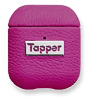 Tapper Schutzhülle für AirPods 1. und 2. Generation, Leder, Silber, Hot Pink