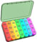 Pill Box 4 Times a Day, Betife Weekly Pill Box Organisers, 7 Day Tablet Organiser, Daily Pill Dispenser 7 Day 4 Compartments, Tablet Box for Medication, Vitamins and Supplements (Olive Green)