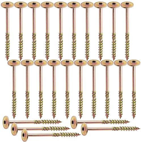 AERZETIX - C67508 - Lot de 25 Vis à bois Ø8x120mm à tête large bombée - à empreinte étoile Т40 - en acier zingué - menuiserie, contreplaqués, agglomérés, mélaminés