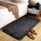 Hafaa Rugs Living Room – Black Area Rugs for Bedroom Non Slip – Fluffy Shaggy Rug Super Soft Small Thick Pile Non-Shedding Plush Carpet for Lounge, 60cm x 110cm