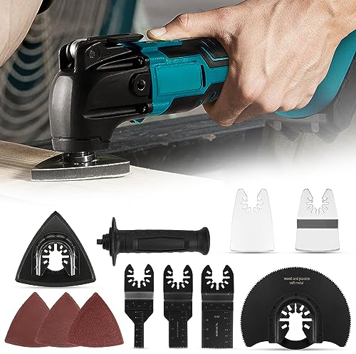 Herramienta de oscilación para batería Makita 18V Li-Ion, 500W, herramienta multifunción con 8 accesorios, sierra oscilante para separar, lijar y raspar (sin baterías, sin cargador)