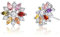 VONSSY Multi gemma orecchini a perno in oro rosa zirconi fiocco di neve fiore spiegazione granato ametista morganite gioielli regalo per signora ragazza mamma donna, Cristallo, Zirconia cubica