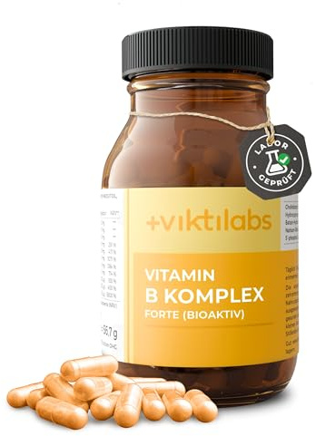 Vitamin B Komplex Forte - 8 B-Vitamine in aktivierter Form - hochdosiert | Hohe Bioverfügbarkeit durch bioaktive Verbindungen - 1 Kapsel pro Tag - 120 vegane Kapseln - ohne Zusatzstoffe & Bindemittel