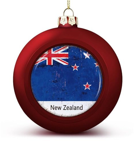 Nationalflagge Ball Ornamente, Neuseeland Flagge Ball Ornamente für Weihnachtsbaum Dekoration, Rot Neuseeland Weihnachtskugel Ornament Weihnachtskugeln für Kinder Freunde