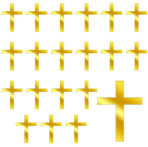 20pcs Cross Cake Topper, Baptism Cake Toppers Gold Mirror Acrylic Cross Christening Cupcake Topper Cross Cake Decorations for Birthday Party Baptism Wedding Christian