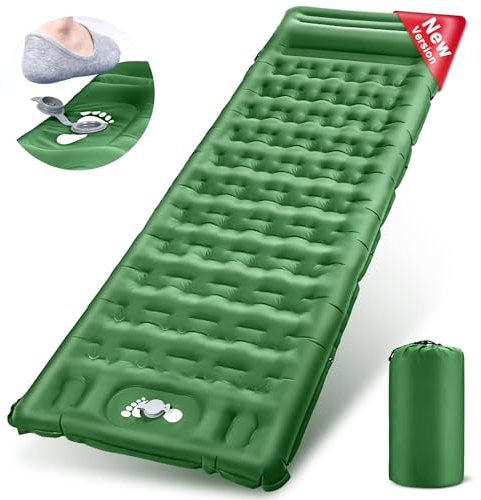 Wholede Materasso Gonfiabile Singolo Campeggio, Materassino Autogonfiante Ultraleggero, Letto Gonfiabile Singolo per Campeggio, Trekking, Alpinismo, Viaggio, Backpacker-Verde