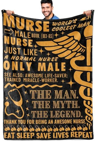 InnoBeta Krankenschwesterdecke für Männer, lustiges Geschenk für Männer, Murse, warme, weiche, flauschige Decke für RN, Ruhestand, Überwurfdecke, 127 x 165 cm, Schwarz