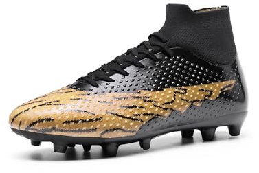 DREAM PAIRS Herren Fußballschuhe High Top Spike Microfaser Cleats TPU-Beschichtung Professionelle Athletics Trainingsschuhe Football Schuhe,Size 42,Schwarz Braun,SDSS2401M