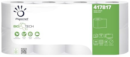Toilettenpapier mit Bio-Tech-Technologie, 3-lagig, reine Zellulose, 250 Abrisse, 56 Rollen, bekämpft auf natürliche Weise pathogene Bakterien (56)