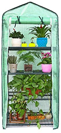 Serre de Jardin à 4 Niveaux, Petite Serre de Jardin Portable, 4 étagères de Jardinage en Plein air, cultiver Vos Propres Plantes, Housse en polyéthylène, Housse de Rechange renforcée (sans