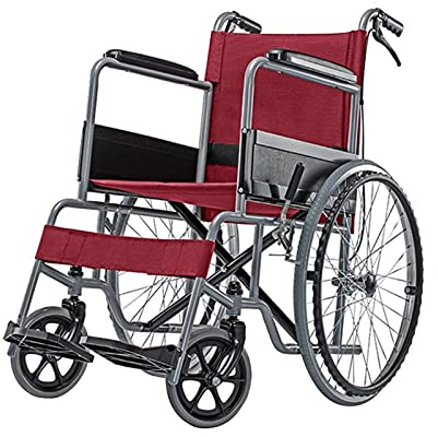 Rollstuhl für ältere Menschen/Behinderte, die einen Rollstuhl schieben, zusammenklappbar, leicht, tragbar, mit Toilette, dicker Rahmen aus Kohlenstoffstahl, aufblasbarer Reifen, Transportstuhl, Toile