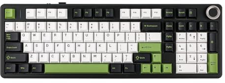 MechLands Aula F99 PRO 96% Mechanical Gaming Keyboard, BT5.0/USB-C/2.4GHz Wireless, Hot Swappable Gasket Custom Keyboard with 8000mAH Battery, Rotary Knob, RGB Backlit for Win/Mac (Black Green)