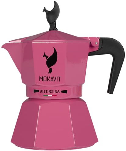 MOKAVIT Alfonsina - Caffettiera per Induzione 3 Tazze, Moka Made in Italy (Rosa)