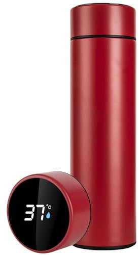 QiCheng&LYS-Insulation Mug with Temperature Display 17 OZ / 500ML Travel Insulation Mug Sports Insulation Mug is BPA-Free, PVC-Free, Suitable for hot and Cold Water, 4 Colors can be Selected (Red)