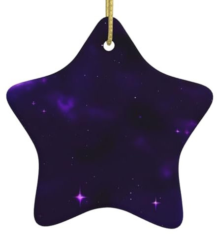 Sternenhimmel, Galaxie, Sternenhimmel, violett, Weihnachtsdekoration, Vintage-Keramik-Stern-Ornamente, 7,9 cm, Weihnachts-Andenken, Souvenir, Geschenke