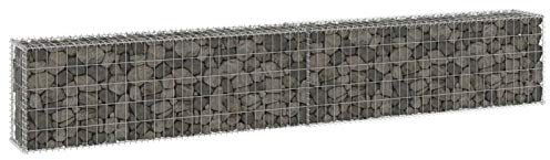 Xichuzi Gabionenwand mit Abdeckung Verzinkter Stahl 300x30x50 cm Gabionen Zaun, Steinkorb Garten, Gabionenkörbe, Gabionen Gitter, Dekorative Zã¤UNE, 147820