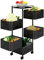 Youyijia 5-Tier Rotating Square Vegetable Rack with Wheels - Movable Fruit Storage Basket for Living Room, Toilet & Kitchen