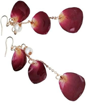 Holibanna Pendientes Largos De Pétalos De Rosa Diseño Colgante Llamativo Para Mujer Accesorios Ligeros y Elegantes Para Boda Fiesta y Disfraces