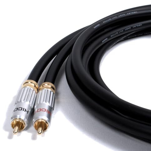 designacable.com 1m - Locking RCA Audiophile audio interconnect Lead - Handmade in the UK using Mogami 2497 Hi-Fi Audio Cable & HiCon HiCM13 RCA Connectors.