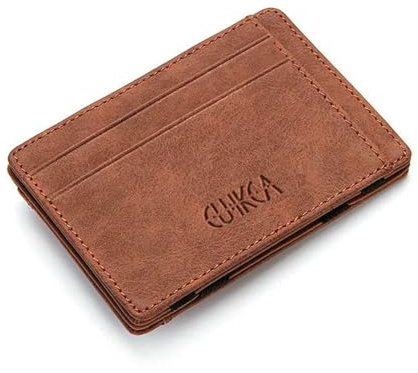 Gyios GeldböRse Damen Slim Männer Magic Wallet Kreditkartenhalter Frauen Kleine Cash Clip Billfold Klemmen Für Geld-braun