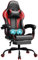 JUMMICO Gaming Stuhl, Schreibtischstuhl mit Massagefunktion,Bürostuhl Ergonomisch mit Fußstütze,150 kg, Rot