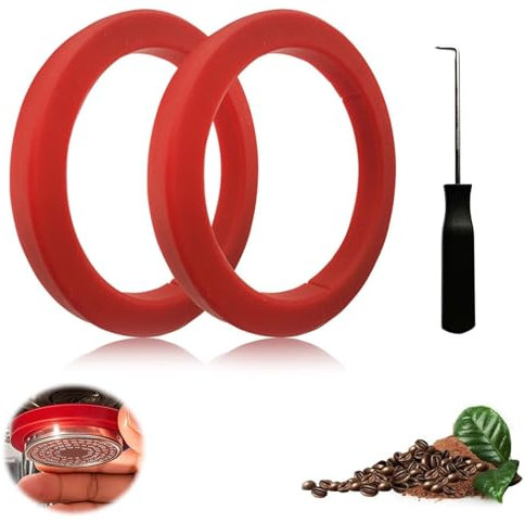 Raheem 2 Stück Dichtung O-Ring mit Montagewerkzeug für E61 Espressomaschinen E91 E92 E97 E98, Bianchi, Ascaso, Azkoyen, Brasilia, Gaggia Baby, Classic, NewBaby Brühkopfdichtung Kaffeemaschine (Rot)