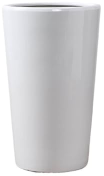 MRVAKDYDI Ceramic Glass Vases, Indoor Outdoor Ceramic Plant Pot with Drainage Hole Large White(L)