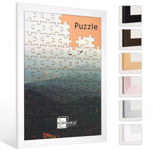 Bildershop-24 Cornice per puzzle Londra per puzzle circa 1000 pezzi 48x64 cm 64x48 cm Bianco con vetro acrilico