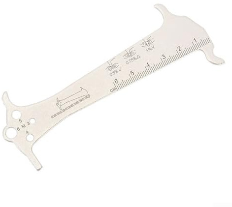 6-in-1 Edelstahl und Fahrrad für Kettenverschleißlehre, Ventil, Gadget, 304 Stahlkette, Dehnungsanzeige, Lineal, Hakenentferner, Messkernstahl (A)