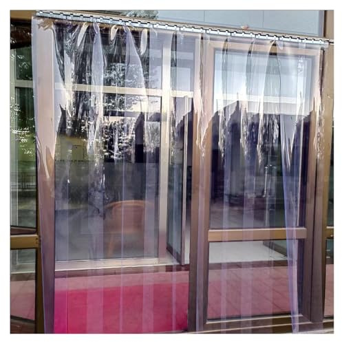 Lamellenvorhang Transparent,PVC Streifenvorhang Lamellen,StreifenvorhäNge,für Industrie,Pferdestall,Kuhstall Höhe, Wasser-,Wind-,Kratz- und Temperaturbeständig Türvorhang(195x270cm/76.77x106.3in)