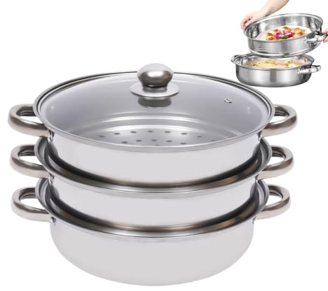 Kanoauo Dampfgarer | 28 cm Induktionskochgeschirr - Edelstahl Küchen Dampfgarer,Für Mahlzeitenvorbereitung Familienfeiern Tägliches Abendessen Meeresfrüchte Suppe