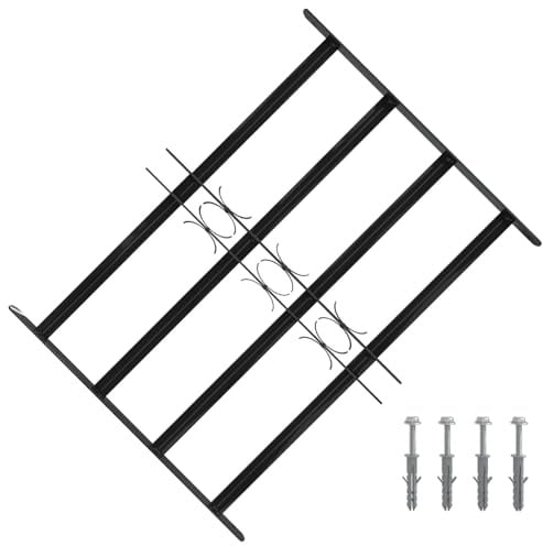 vidaXL Grille de Fenêtre Noir 75,5 x 60 cm Acier Enduit de Poudre, Salon, Moderne, Meubles réglables en Largeur, Design Polyvalent pour Confort Optimal, Solutions Gain de Place, Option stylée