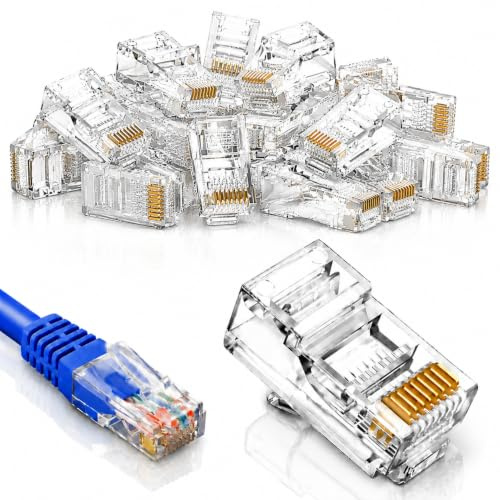 XRYIMYI 150 PCS Cat 6 RJ45 Stecker Passthrough, rj45 Stecker, Werkzeuglose Netzwerkstecker für Cat6 Cat5E Kabel, Vergoldete Kontakte für Gigabit Ethernet, Durchgangsstecker für Schnelle Installation