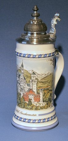 Zimmermann Bierseidel Bier-Krug Schloß Neuschwanstein Ratsherrenseidel mit Façonspitzdeckel 0,5l