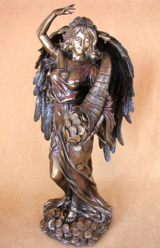 Fortuna Engel mit Füllhorn Figur bronziert Glück