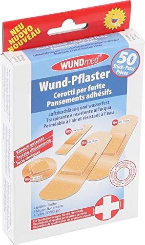BGS Diy 80885 | Pflaster-Box | 50-tlg. | 4 Größen | reizfrei | verklebt nicht die Wunde | luftdurchlässig | wasserfest