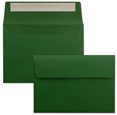 100x Briefumschläge Dunkel-Grün DIN C6 Format 11,4 x 16,2 cm - Haftklebung - Kuverts ohne Fenster - Weihnachten, Grußkarten & Einladungen - Für A6 & A4 Papier