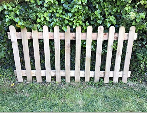 Wooden Picket Garden Fence Panel 90cm (3ft) Tall x 1.8m (6ft) Long - Hand Built Pressure Treated Wood