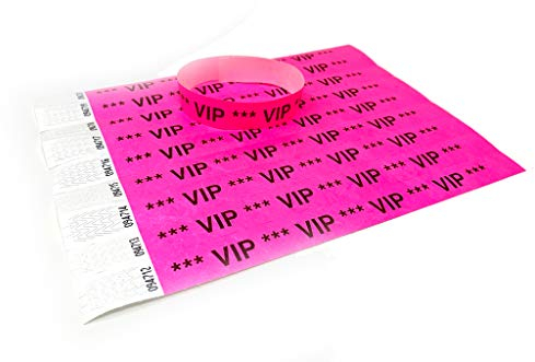 Tyvek Einlassbänder in bunten Farben: Eintrittsbänder Partybänder Partybändchen Einlassbänder Securebänder aus Tyvek von Twist4 (100 Stück, Vip Neonpink)