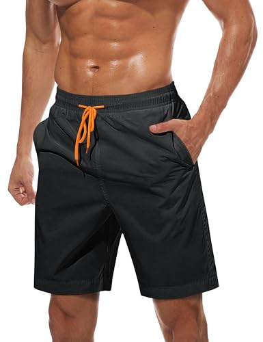 TACVASEN Beach Shorts Mens Quick Dry Swim Trunks Swimming Shorts Bathing Waterproof Board Surf Shorts Water Sports Short Mesh with Pockets, Black, 34