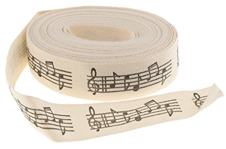 Homyl Baumwolle Geschenkband Dekoband Schleifenband Ripsband mit Musiknote Muster