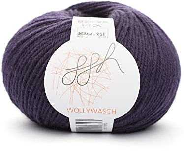 ggh Wollywasch - 100% Schurwolle (Superwash) - Wolle zum Stricken oder Häkeln - Lauflänge 125m auf 50g - Farbe 193 - Dunkle Pflaume