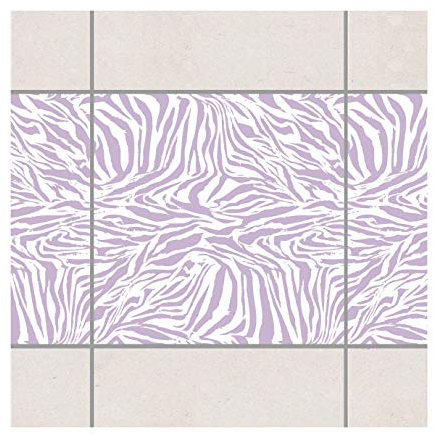 Fliesen Bordüre Zebra Design Lavender 15x15 cm Flieder, Setgröße: 4teilig