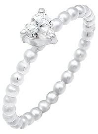 Elli Ring Damen Verlobungsring Herz Zirkonia Kristall in 925 Sterling Silber